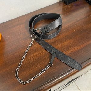 Louis Vuitton, Accessories, Louis Vuitton Monogram Eclipse Belt With Chain